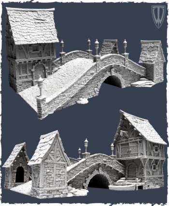 Tabletop World Stone Bridge with Water Base