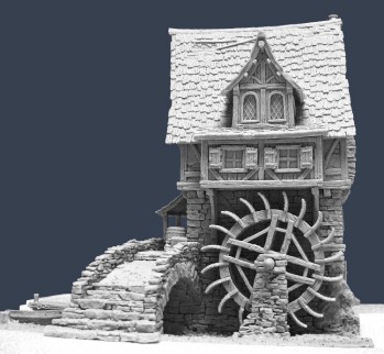 Tabletop World Watermill with River Base